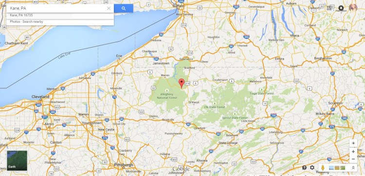 Kane, PA Map